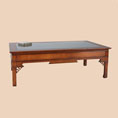 REH Kennedy Glass Top Detailed Coffe Table in Cherrywood